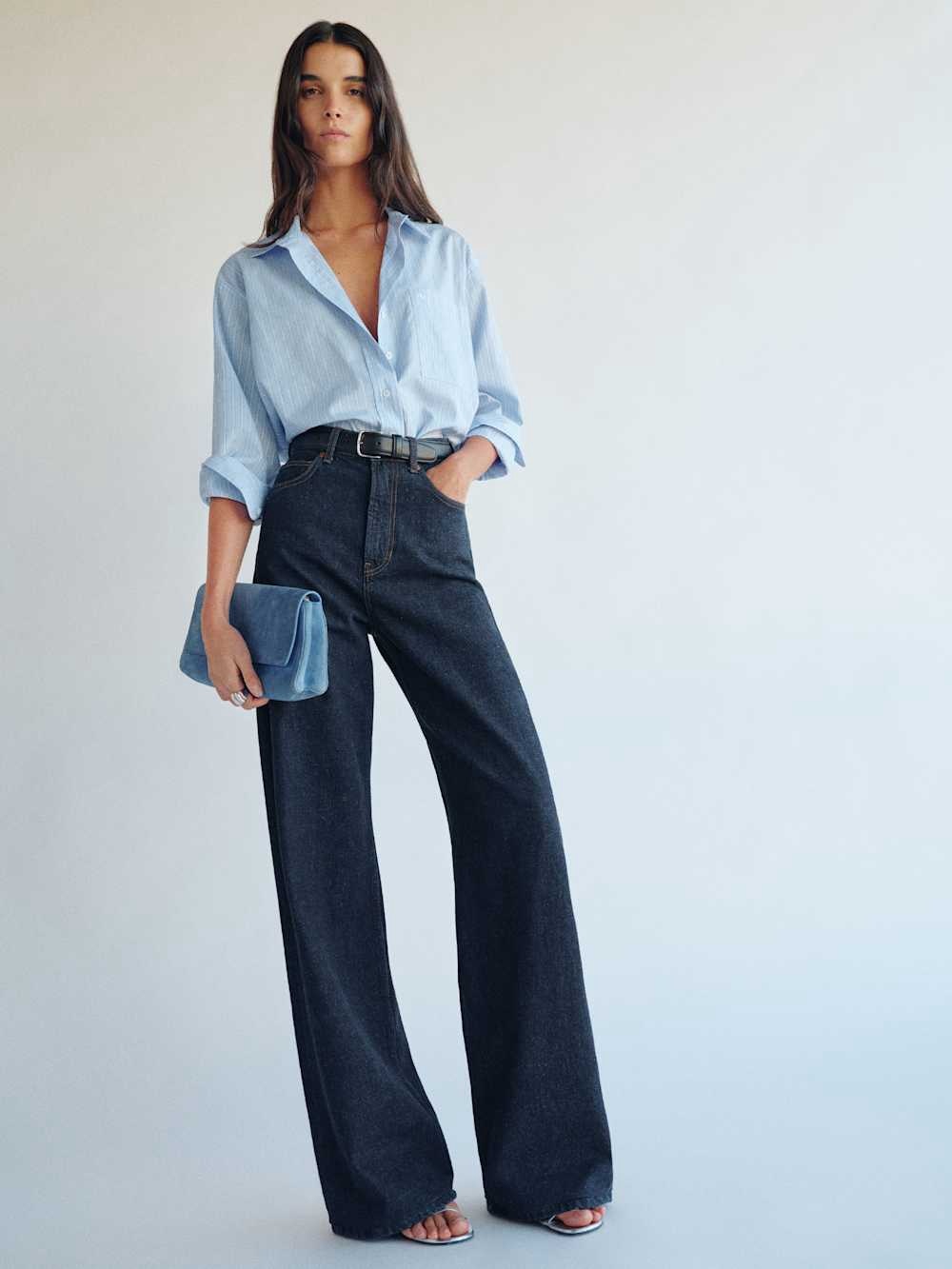 Reformation Cary High Rise Slouchy Wide Leg Jeans in Ondine
